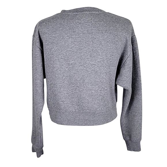 Mossimo Women Cropped Sweatshirt Gray with "Literally" in Fuzzy Letters Size S - Picture 4 of 9